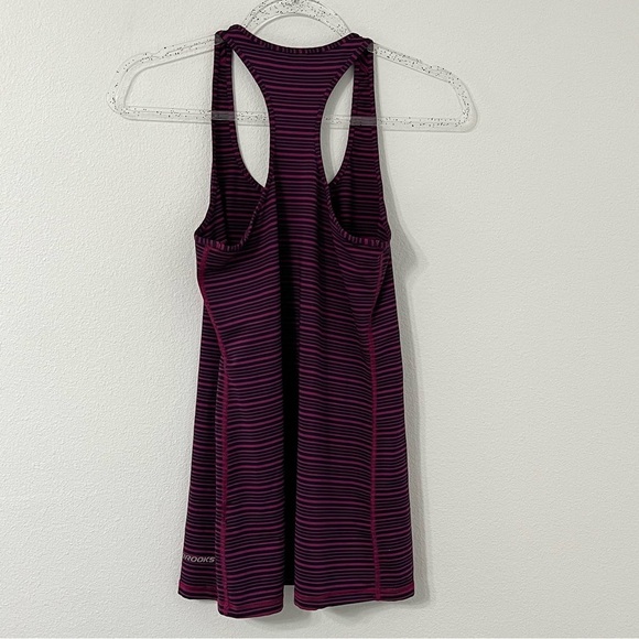 Brooks Super Soft Racerback Tank Top Blue Purple Striped Medium - Picture 4 of 7